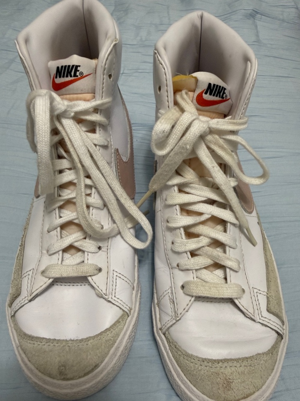 Nike White with Pale Pink & Cream High-Top Sneakers